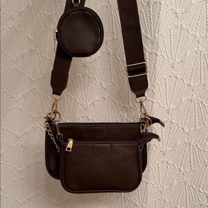 Princess Polly Dark Brown Triple-Pouch Crossbody Bag
